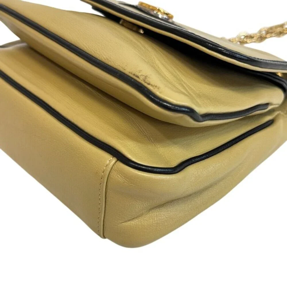 Gucci Chain Flap Interlocking Shoulder Bag Purse Beige Black - Picture 3 of 8